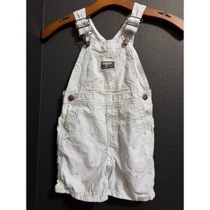 VTG OshKosh B'gosh Kids 3T Blue White Anchor Nautical Overalls Shortalls Romper